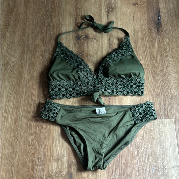 BECCA Other - BECCA Green Crochet Bikini Swim Set
